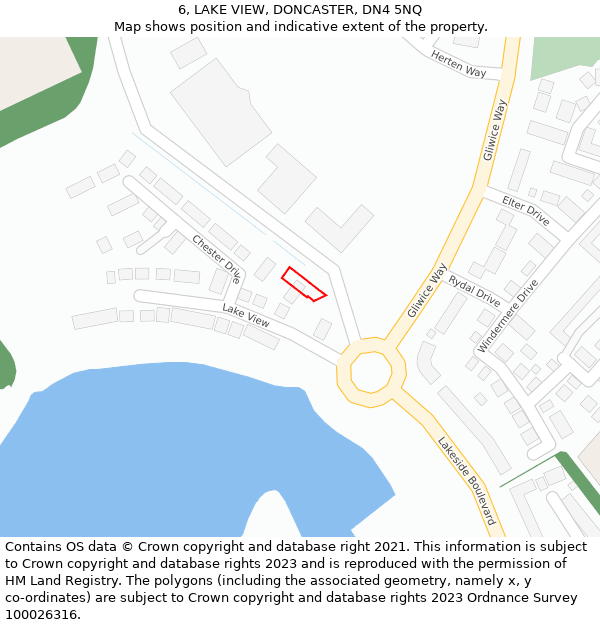 6, LAKE VIEW, DONCASTER, DN4 5NQ: Location map and indicative extent of plot