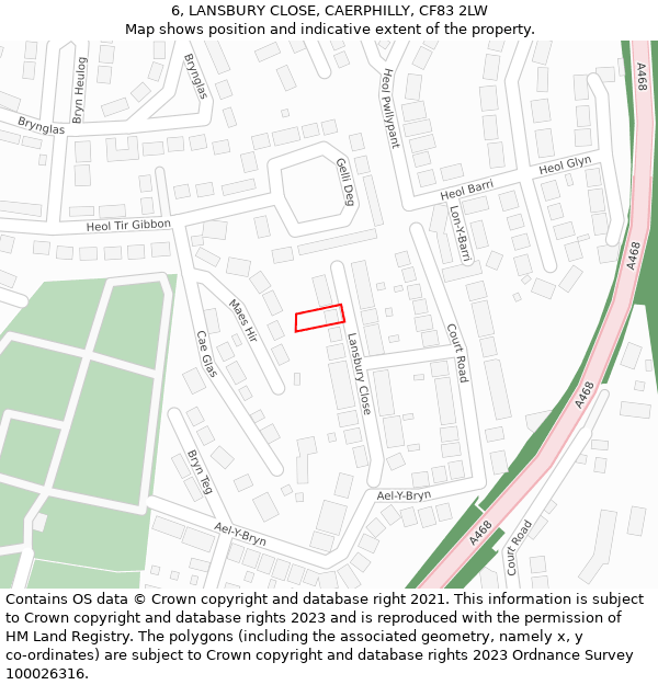 6, LANSBURY CLOSE, CAERPHILLY, CF83 2LW: Location map and indicative extent of plot