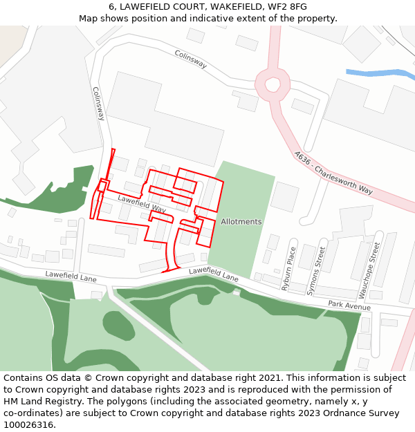 6, LAWEFIELD COURT, WAKEFIELD, WF2 8FG: Location map and indicative extent of plot