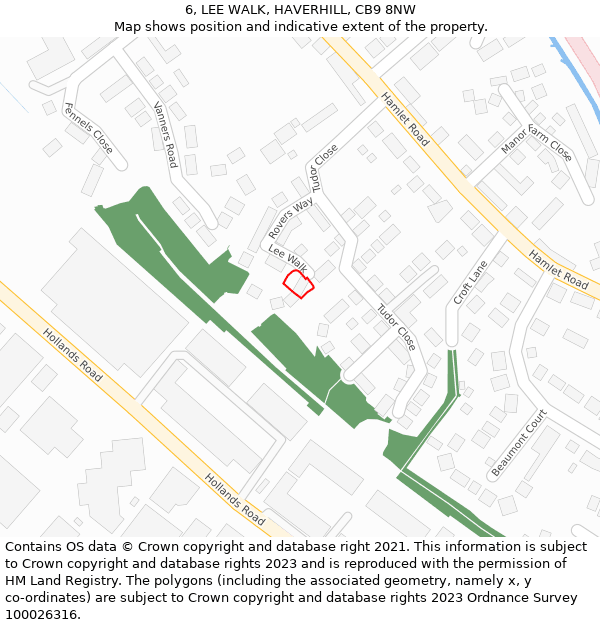 6, LEE WALK, HAVERHILL, CB9 8NW: Location map and indicative extent of plot