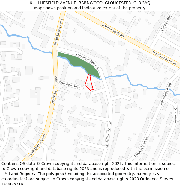 6, LILLIESFIELD AVENUE, BARNWOOD, GLOUCESTER, GL3 3AQ: Location map and indicative extent of plot