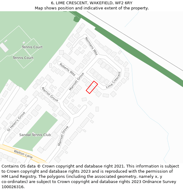 6, LIME CRESCENT, WAKEFIELD, WF2 6RY: Location map and indicative extent of plot