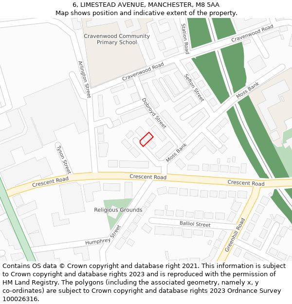 6, LIMESTEAD AVENUE, MANCHESTER, M8 5AA: Location map and indicative extent of plot