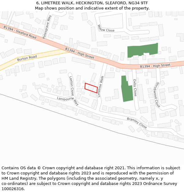 6, LIMETREE WALK, HECKINGTON, SLEAFORD, NG34 9TF: Location map and indicative extent of plot