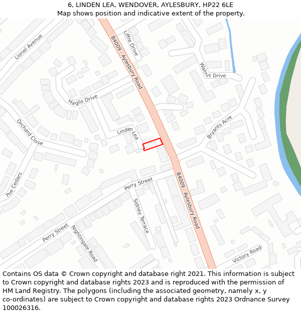 6, LINDEN LEA, WENDOVER, AYLESBURY, HP22 6LE: Location map and indicative extent of plot