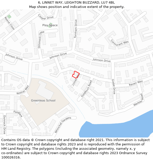 6, LINNET WAY, LEIGHTON BUZZARD, LU7 4BL: Location map and indicative extent of plot