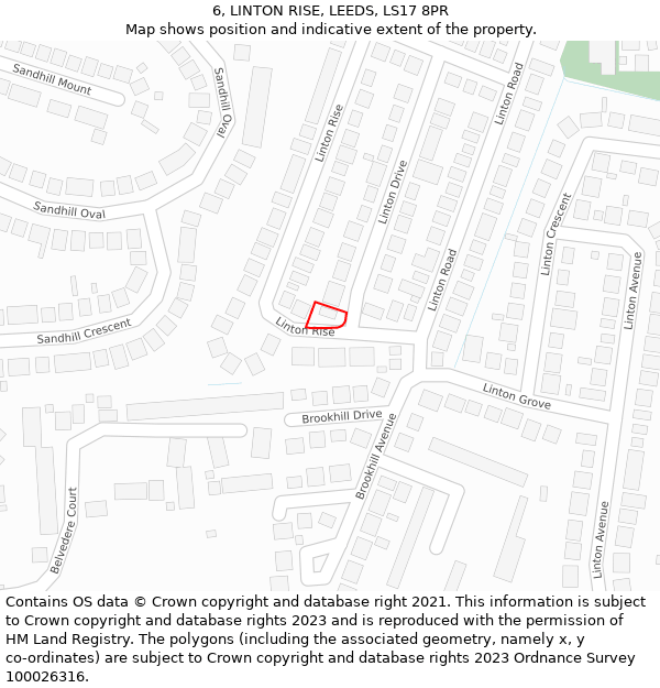 6, LINTON RISE, LEEDS, LS17 8PR: Location map and indicative extent of plot