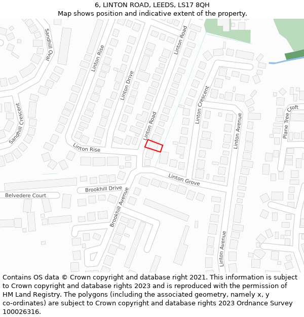 6, LINTON ROAD, LEEDS, LS17 8QH: Location map and indicative extent of plot