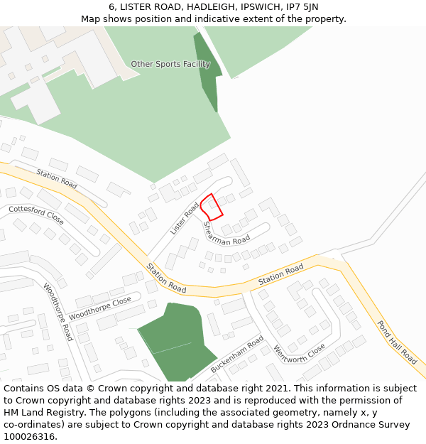 6, LISTER ROAD, HADLEIGH, IPSWICH, IP7 5JN: Location map and indicative extent of plot