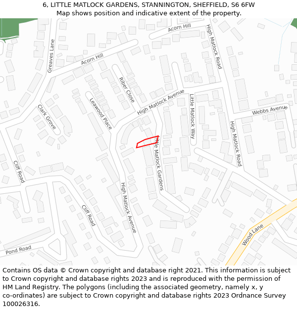 6, LITTLE MATLOCK GARDENS, STANNINGTON, SHEFFIELD, S6 6FW: Location map and indicative extent of plot