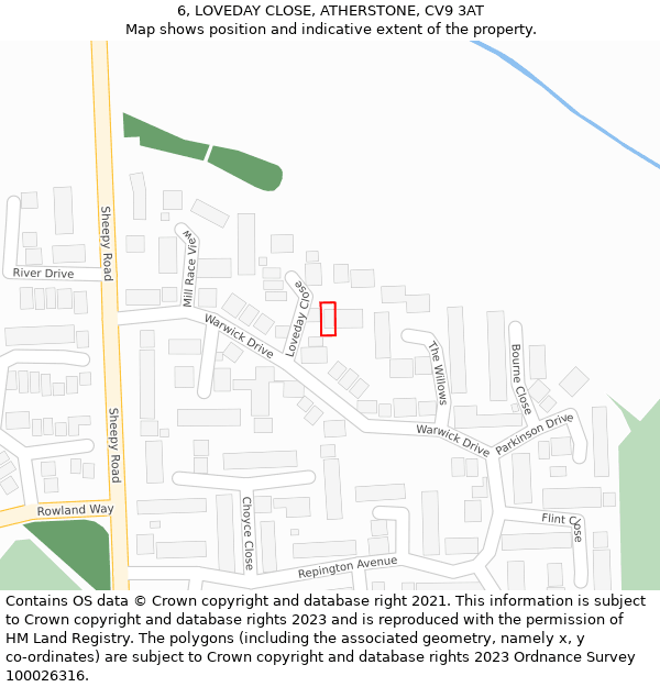 6, LOVEDAY CLOSE, ATHERSTONE, CV9 3AT: Location map and indicative extent of plot
