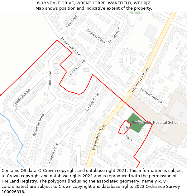 6, LYNDALE DRIVE, WRENTHORPE, WAKEFIELD, WF2 0JZ: Location map and indicative extent of plot