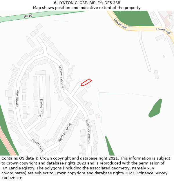 6, LYNTON CLOSE, RIPLEY, DE5 3SB: Location map and indicative extent of plot