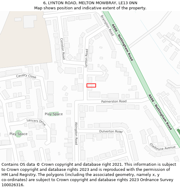 6, LYNTON ROAD, MELTON MOWBRAY, LE13 0NN: Location map and indicative extent of plot