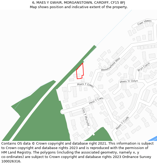 6, MAES Y GWAIR, MORGANSTOWN, CARDIFF, CF15 8FJ: Location map and indicative extent of plot