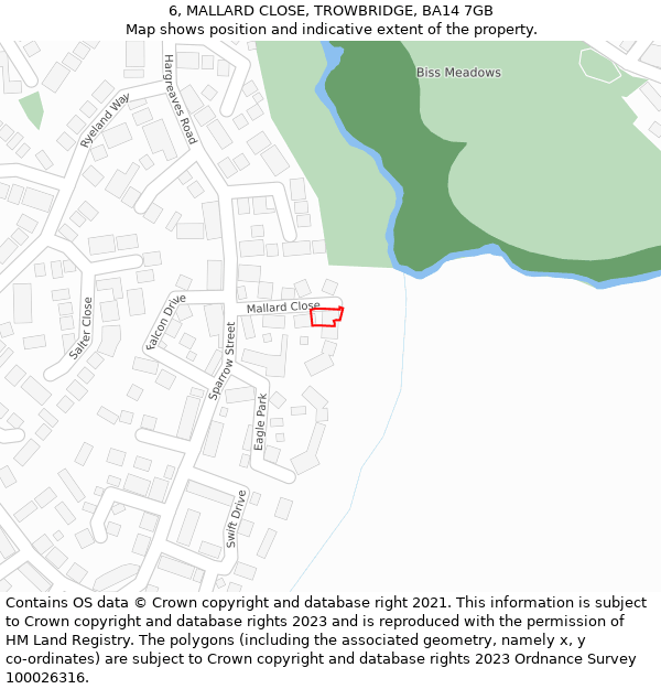 6, MALLARD CLOSE, TROWBRIDGE, BA14 7GB: Location map and indicative extent of plot