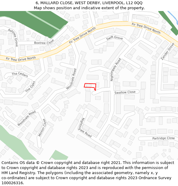 6, MALLARD CLOSE, WEST DERBY, LIVERPOOL, L12 0QQ: Location map and indicative extent of plot