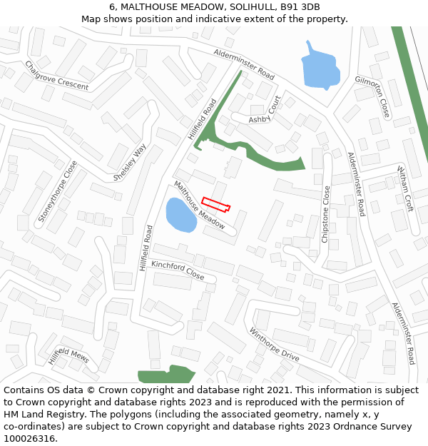 6, MALTHOUSE MEADOW, SOLIHULL, B91 3DB: Location map and indicative extent of plot