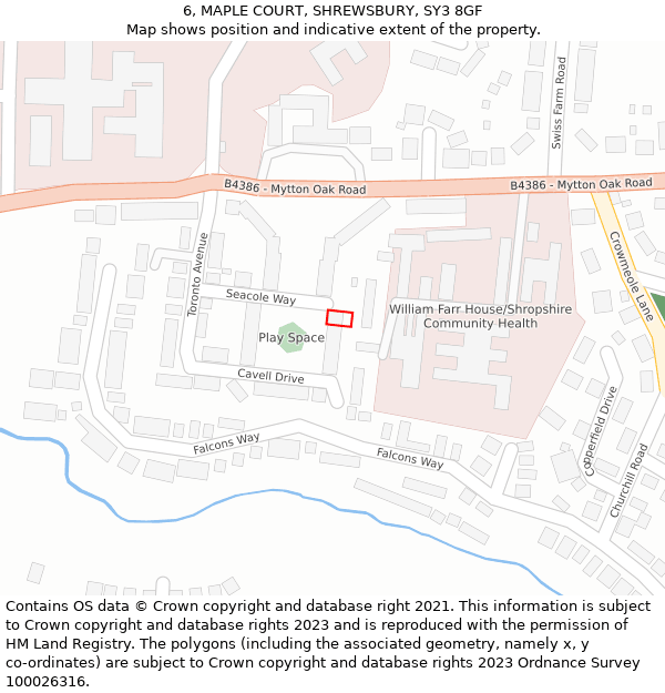 6, MAPLE COURT, SHREWSBURY, SY3 8GF: Location map and indicative extent of plot