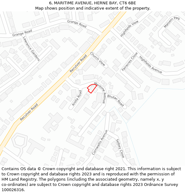 6, MARITIME AVENUE, HERNE BAY, CT6 6BE: Location map and indicative extent of plot
