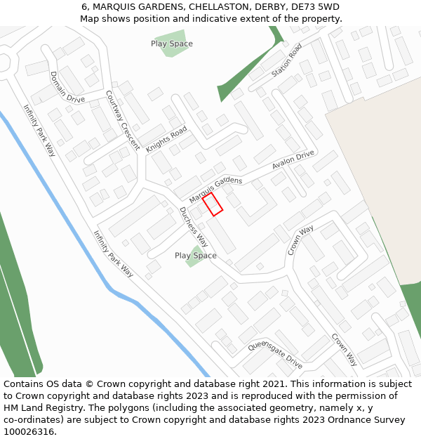 6, MARQUIS GARDENS, CHELLASTON, DERBY, DE73 5WD: Location map and indicative extent of plot