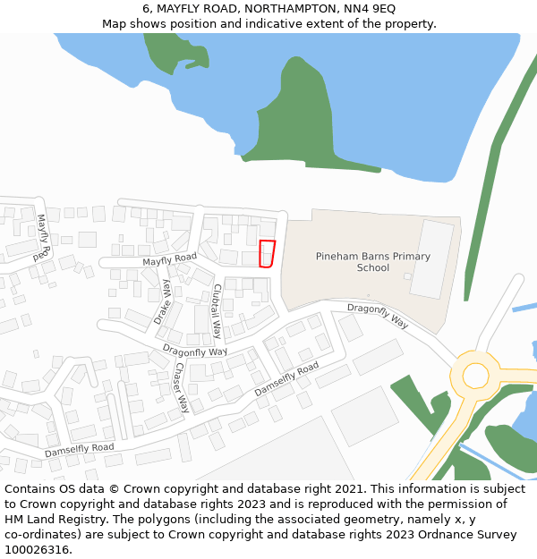 6, MAYFLY ROAD, NORTHAMPTON, NN4 9EQ: Location map and indicative extent of plot