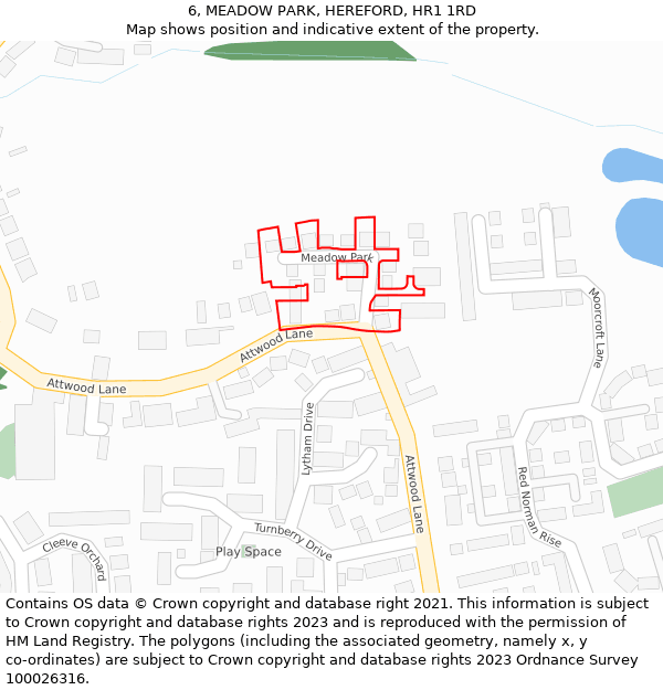 6, MEADOW PARK, HEREFORD, HR1 1RD: Location map and indicative extent of plot