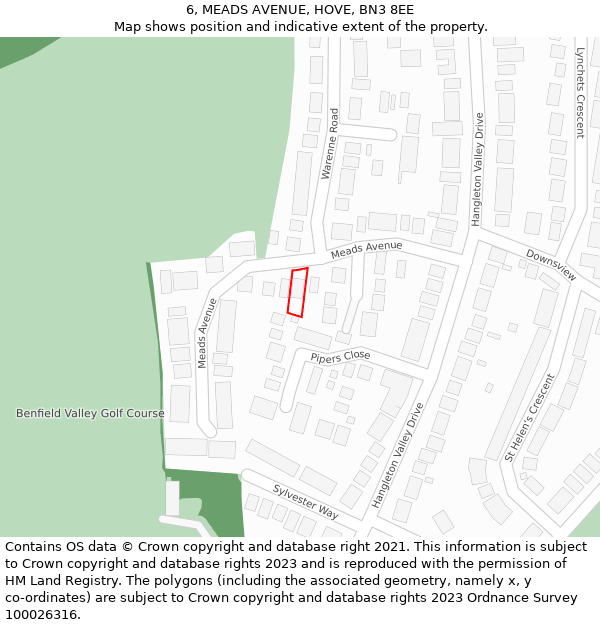 6, MEADS AVENUE, HOVE, BN3 8EE: Location map and indicative extent of plot
