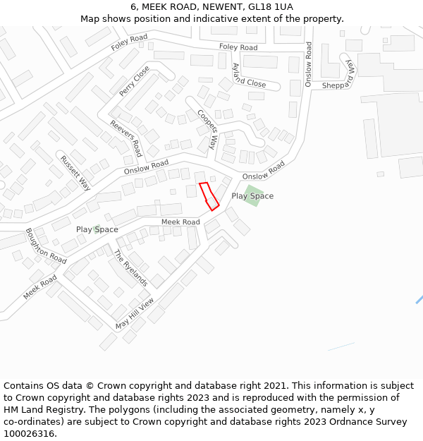 6, MEEK ROAD, NEWENT, GL18 1UA: Location map and indicative extent of plot