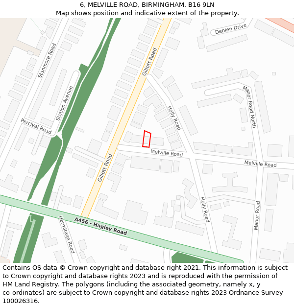 6, MELVILLE ROAD, BIRMINGHAM, B16 9LN: Location map and indicative extent of plot