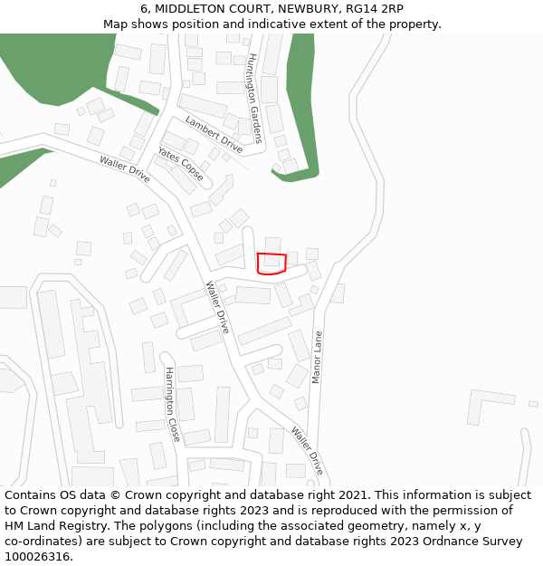 6, MIDDLETON COURT, NEWBURY, RG14 2RP: Location map and indicative extent of plot