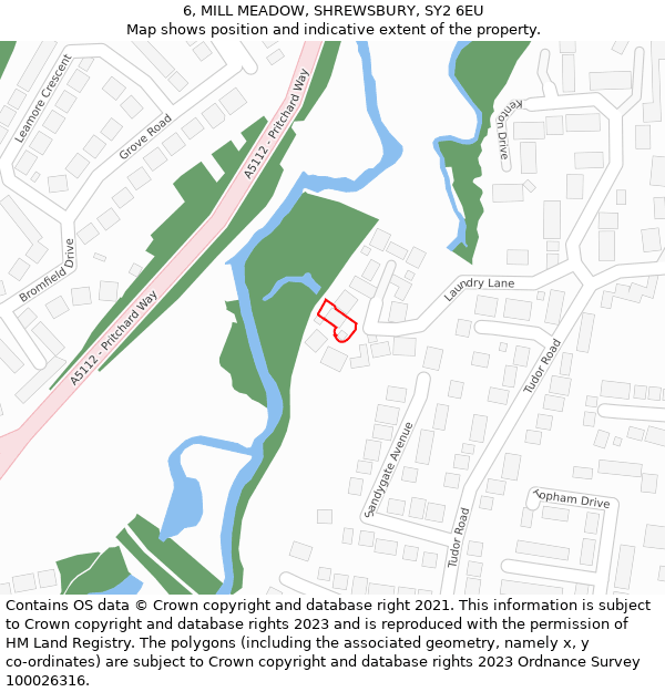 6, MILL MEADOW, SHREWSBURY, SY2 6EU: Location map and indicative extent of plot