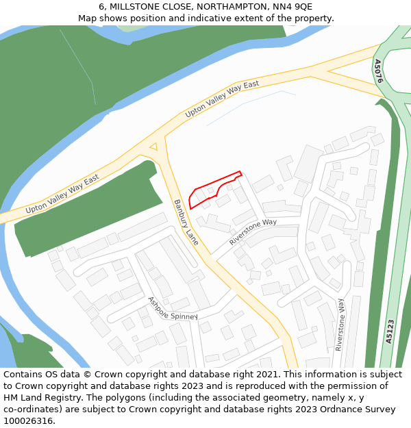 6, MILLSTONE CLOSE, NORTHAMPTON, NN4 9QE: Location map and indicative extent of plot