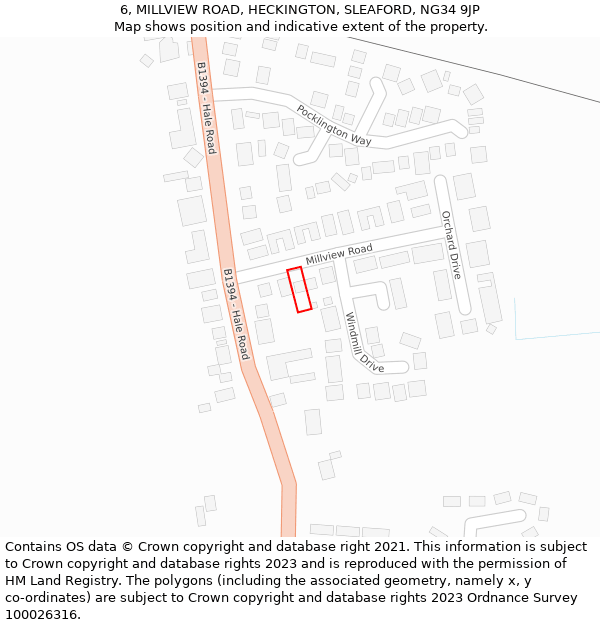 6, MILLVIEW ROAD, HECKINGTON, SLEAFORD, NG34 9JP: Location map and indicative extent of plot