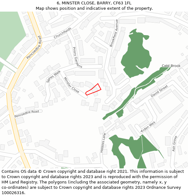 6, MINSTER CLOSE, BARRY, CF63 1FL: Location map and indicative extent of plot