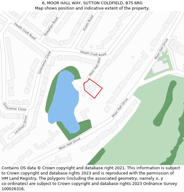 6, MOOR HALL WAY, SUTTON COLDFIELD, B75 6RG: Location map and indicative extent of plot