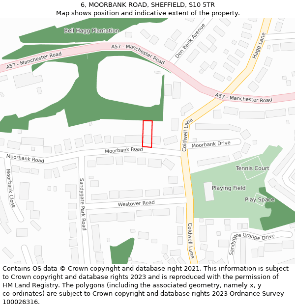 6, MOORBANK ROAD, SHEFFIELD, S10 5TR: Location map and indicative extent of plot