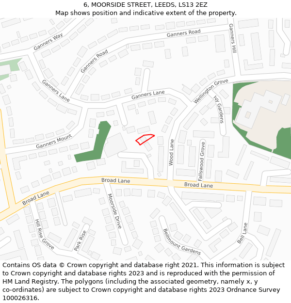 6, MOORSIDE STREET, LEEDS, LS13 2EZ: Location map and indicative extent of plot