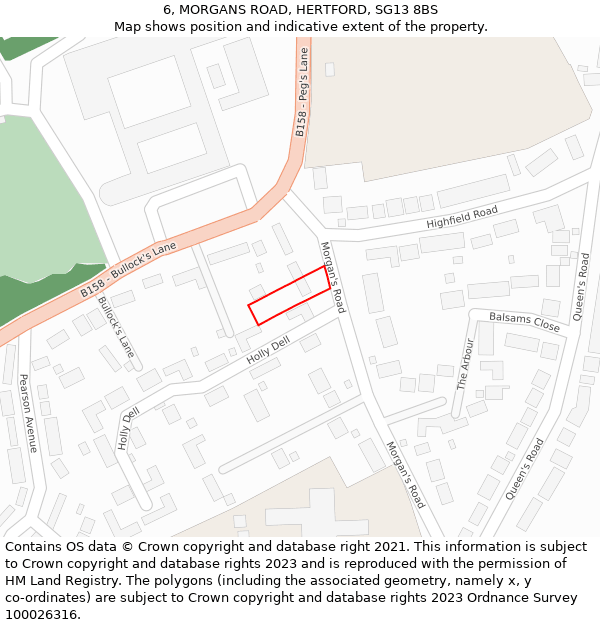 6, MORGANS ROAD, HERTFORD, SG13 8BS: Location map and indicative extent of plot