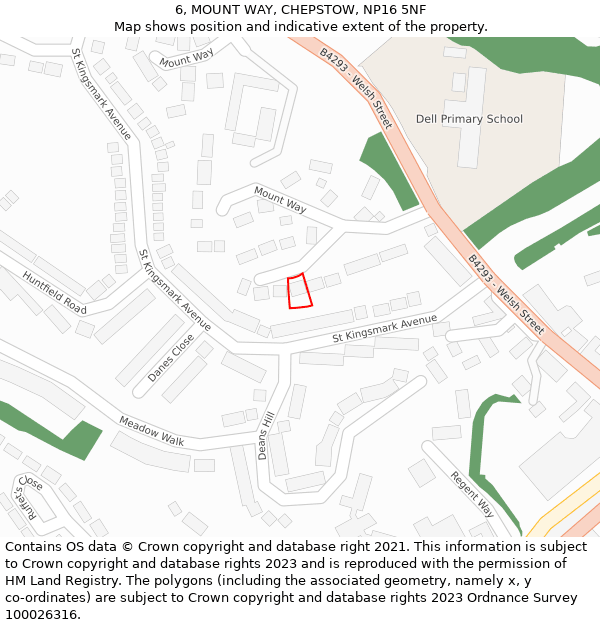 6, MOUNT WAY, CHEPSTOW, NP16 5NF: Location map and indicative extent of plot