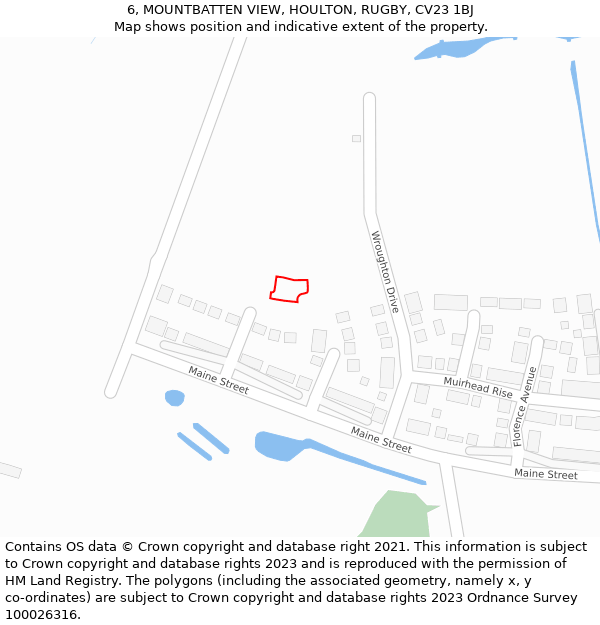 6, MOUNTBATTEN VIEW, HOULTON, RUGBY, CV23 1BJ: Location map and indicative extent of plot