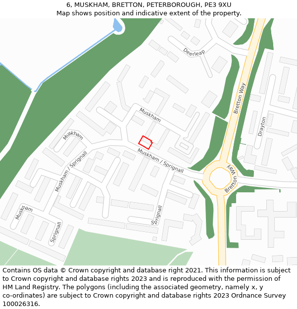 6, MUSKHAM, BRETTON, PETERBOROUGH, PE3 9XU: Location map and indicative extent of plot