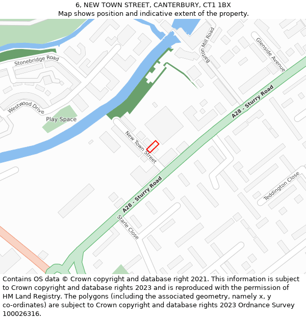 6, NEW TOWN STREET, CANTERBURY, CT1 1BX: Location map and indicative extent of plot