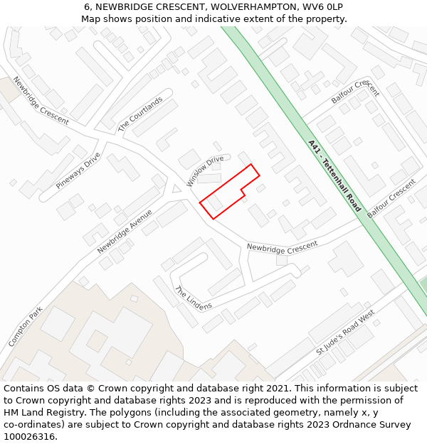 6, NEWBRIDGE CRESCENT, WOLVERHAMPTON, WV6 0LP: Location map and indicative extent of plot