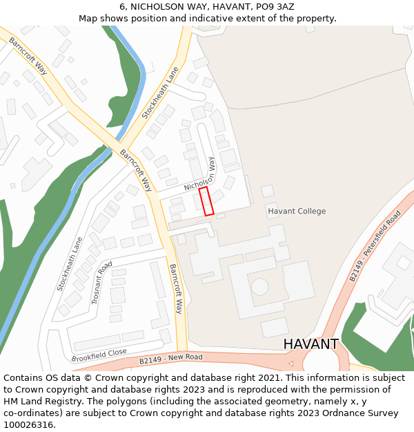 6, NICHOLSON WAY, HAVANT, PO9 3AZ: Location map and indicative extent of plot