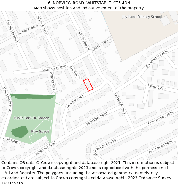 6, NORVIEW ROAD, WHITSTABLE, CT5 4DN: Location map and indicative extent of plot