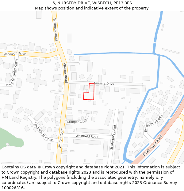 6, NURSERY DRIVE, WISBECH, PE13 3ES: Location map and indicative extent of plot