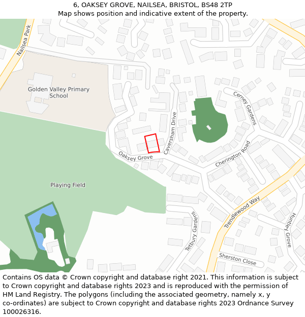 6, OAKSEY GROVE, NAILSEA, BRISTOL, BS48 2TP: Location map and indicative extent of plot