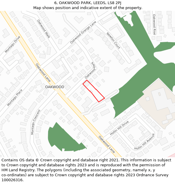 6, OAKWOOD PARK, LEEDS, LS8 2PJ: Location map and indicative extent of plot