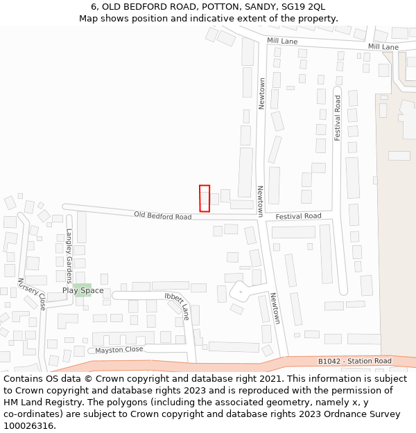 6, OLD BEDFORD ROAD, POTTON, SANDY, SG19 2QL: Location map and indicative extent of plot